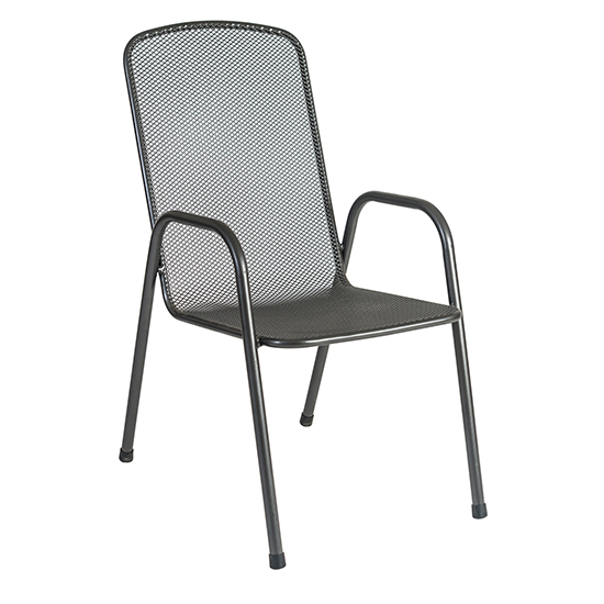 Prats Outdoor Metal Highback Stacking Armchair In Grey