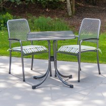 Prats Outdoor Square Metal Bistro Table In Grey