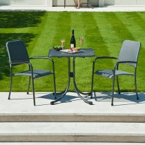 Prats Outdoor Square Metal Bistro Table In Grey