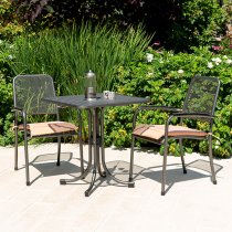 Prats Outdoor Square Metal Bistro Table In Grey