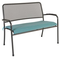 Prats Outdoor Seating Bench In Grey With Jade Cushion