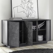 Corvi Wooden Sideboard In Black Marble Effect With 3 Doors