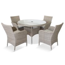 Meltan 4 Seater Dining Set With 2.2M Parasol In Sand