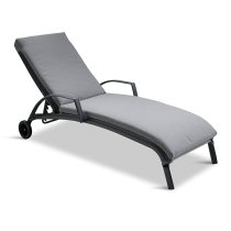 Thirsk Outdoor Cushioned Sun Lounger In Graphite Grey