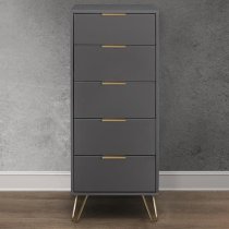 Aral Narrow Wooden Chest Of 5 Drawers In Charcoal