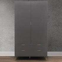 Aral Wooden Wardrobe With 2 Doors And 2 Drawers In Charcoal