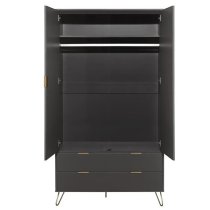 Aral Wooden Wardrobe With 2 Doors And 2 Drawers In Charcoal