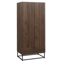 Huston Wooden Wardrobe With 2 Doors And 1 Drawer In Walnut