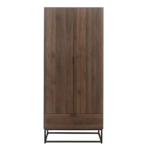 Huston Wooden Wardrobe With 2 Doors And 1 Drawer In Walnut