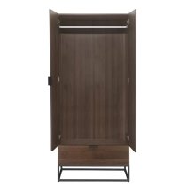 Huston Wooden Wardrobe With 2 Doors And 1 Drawer In Walnut