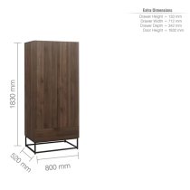 Huston Wooden Wardrobe With 2 Doors And 1 Drawer In Walnut