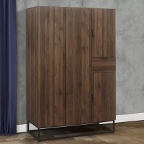 Huston Wooden Wardrobe With 4 Doors In Walnut