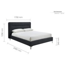 Finns Fabric Double Bed In Charcoal