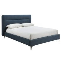 Finns Fabric Double Bed In Steel Blue