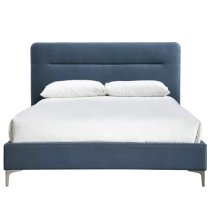 Finns Fabric Double Bed In Steel Blue