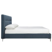 Finns Fabric Double Bed In Steel Blue