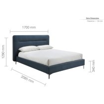 Finns Fabric Double Bed In Steel Blue