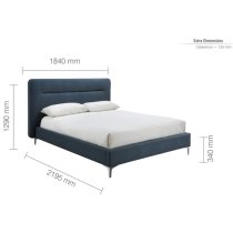 Finns Fabric King Size Bed In Steel Blue