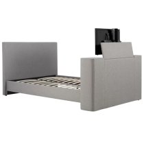 Plazas Fabric Double TV Bed In Grey