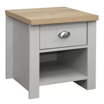 Highland Wooden Lamp Table With 1 Drawer In Grey And Oak