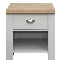 Highland Wooden Lamp Table With 1 Drawer In Grey And Oak