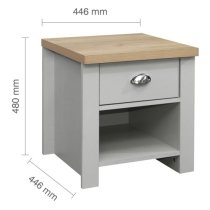 Highland Wooden Lamp Table With 1 Drawer In Grey And Oak