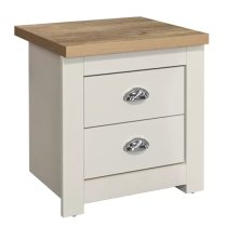 Highland Wooden Bedside Cabinet With 2 Drawers In Cream And Oak