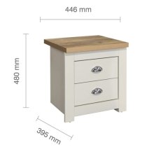 Highland Wooden Bedside Cabinet With 2 Drawers In Cream And Oak