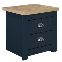 Highland Wooden Bedside Cabinet With 2 Drawers In Blue And Oak