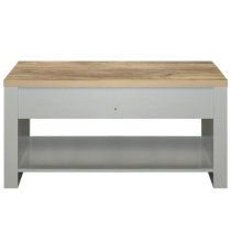 Highland Wooden Coffee Table With 2 Drawers In Grey And Oak