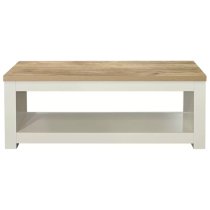 Highland Wooden Coffee Table With Lower Shelf In Cream And Oak