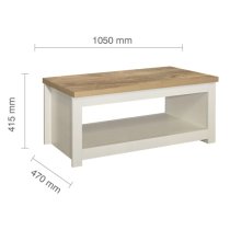 Highland Wooden Coffee Table With Lower Shelf In Cream And Oak