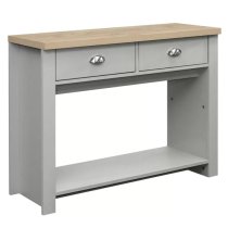 Highland Wooden Console Table With 2 Drawers In Grey And Oak