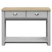 Highland Wooden Console Table With 2 Drawers In Grey And Oak