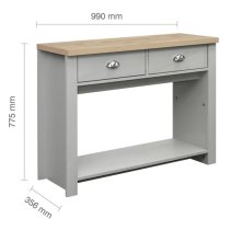 Highland Wooden Console Table With 2 Drawers In Grey And Oak