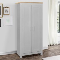 Highland Wooden Wardrobe With 2 Doors In Grey And Oak