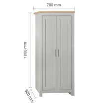 Highland Wooden Wardrobe With 2 Doors In Grey And Oak