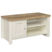 Highland Wooden TV Stand With 1 Door In Cream And Oak