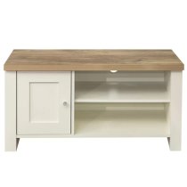 Highland Wooden TV Stand With 1 Door In Cream And Oak