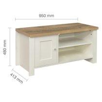 Highland Wooden TV Stand With 1 Door In Cream And Oak