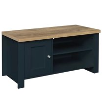 Highland Wooden TV Stand With 1 Door In Navy Blue And Oak