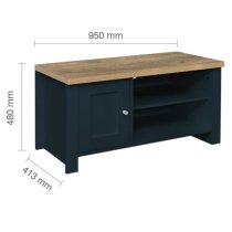 Highland Wooden TV Stand With 1 Door In Navy Blue And Oak