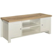 Highland Wooden TV Stand With 2 Doors In Cream And Oak