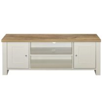 Highland Wooden TV Stand With 2 Doors In Cream And Oak