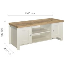 Highland Wooden TV Stand With 2 Doors In Cream And Oak