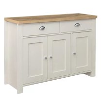 Highland Wooden Sideboard With 3 Door 2 Drawer In Cream And Oak