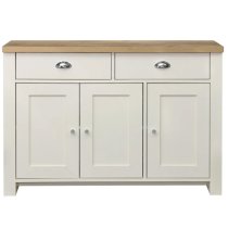 Highland Wooden Sideboard With 3 Door 2 Drawer In Cream And Oak