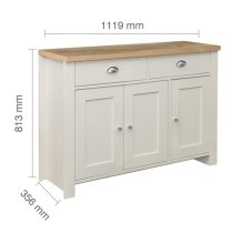 Highland Wooden Sideboard With 3 Door 2 Drawer In Cream And Oak