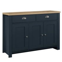 Highland Wooden Sideboard With 3 Door 2 Drawer In Blue And Oak