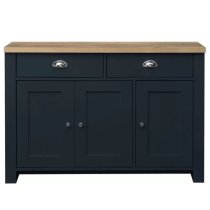 Highland Wooden Sideboard With 3 Door 2 Drawer In Blue And Oak